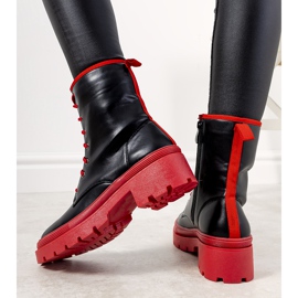 Botas negras con suela gruesa de Dena negro rojo 2