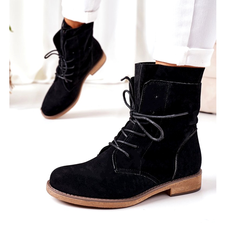 PS1 Black Violetta Botas negras con doble parte superior negro 1