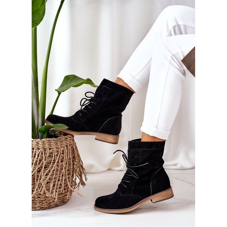 PS1 Black Violetta Botas negras con doble parte superior negro 2