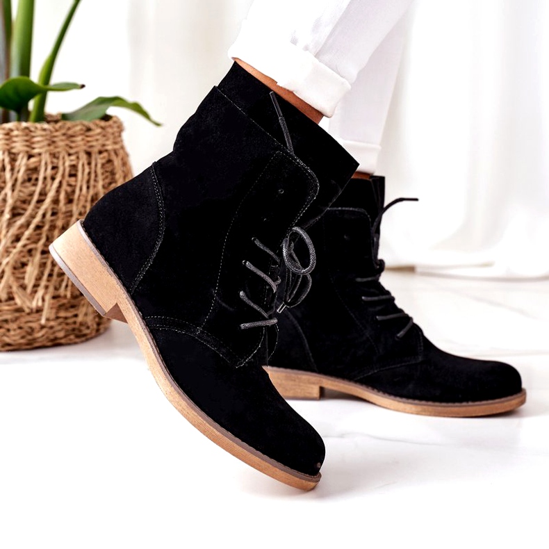 PS1 Black Violetta Botas negras con doble parte superior negro 3