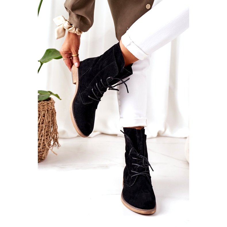 PS1 Black Violetta Botas negras con doble parte superior negro 4