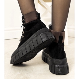 Zapatos de mujer negros con aislamiento y cordones de Calabresi marrón 2