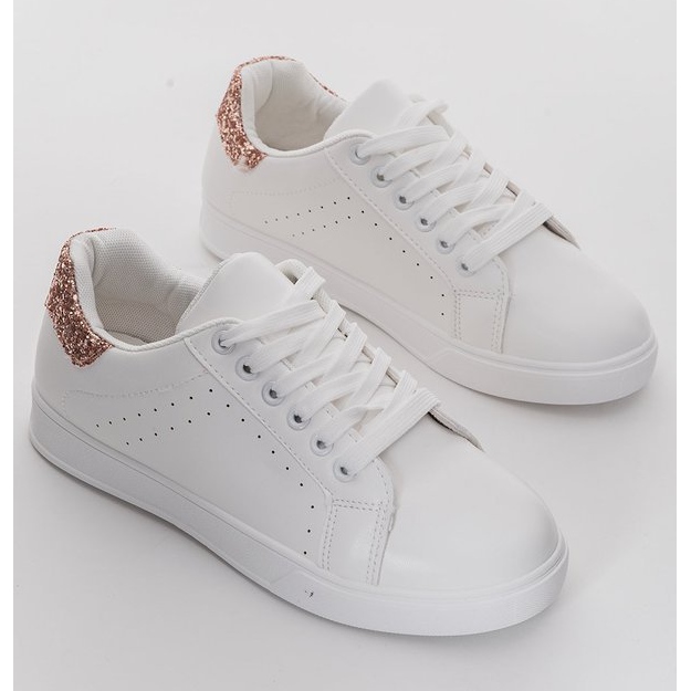 Deportivas blancas con purpurina Shine blanco dorado 1 Deportivas blancas con purpurina Shine blanco dorado 1