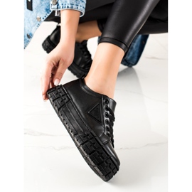 Goodin Zapatillas con cuero ecológico en la plataforma negro 3