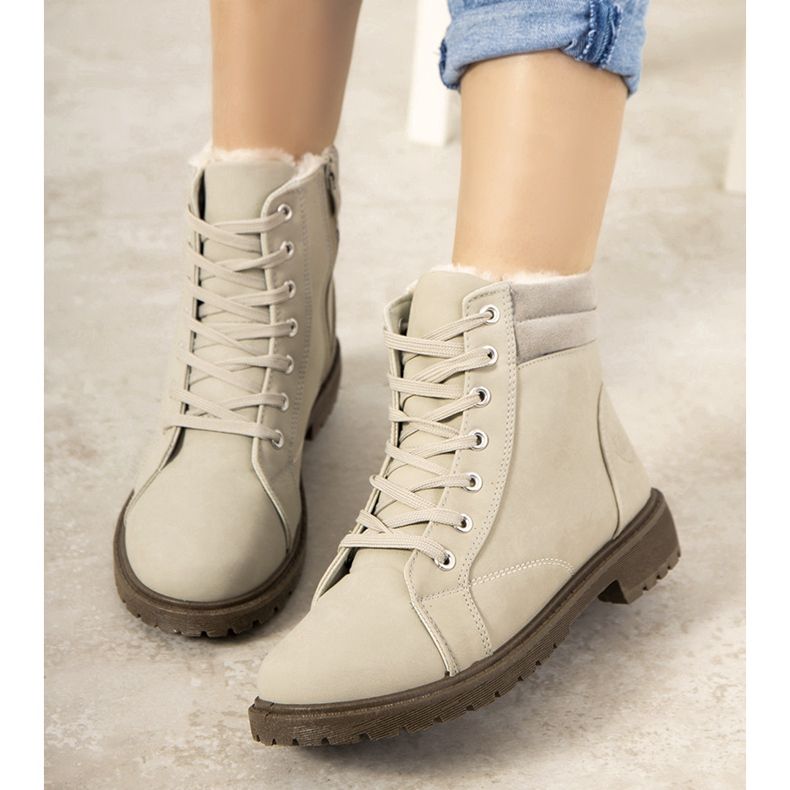 Botas de mujer con aislamiento gris Lamy beige 2