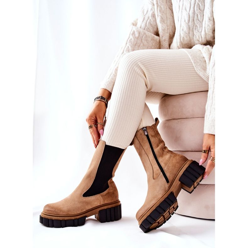 Botas Piel Trabajadores Laura Messi Beige 2421 2