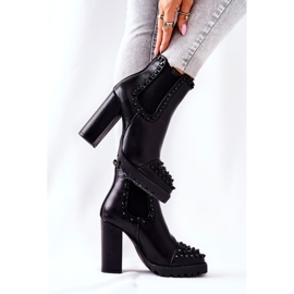 FJ1 Botas De Tacón Alto Con Diamantes De Imitación Lisana Negra negro 4
