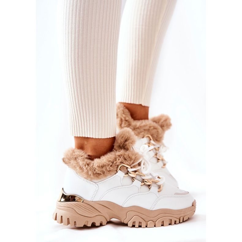 PM1 Calzado deportivo de piel con aislamiento Blanco y beige Shiney 2