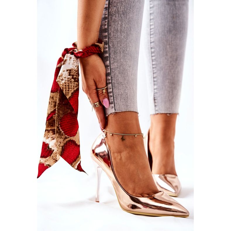 PG2 Tacones de espejo elegantes Adrinnah de oro rosa dorado 2