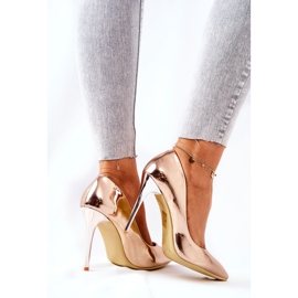 PG2 Tacones de espejo elegantes Adrinnah de oro rosa dorado 5