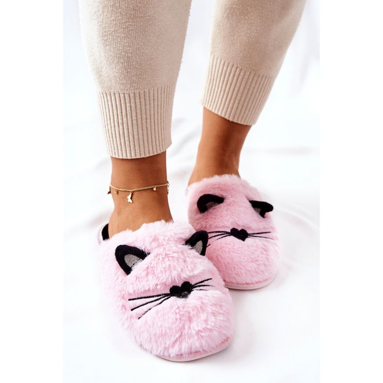 PE1 Gatitos Pantuflas Suaves Con Orejas Rosadas Distty rosado 1