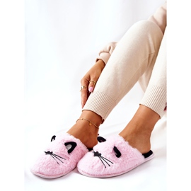PE1 Gatitos Pantuflas Suaves Con Orejas Rosadas Distty rosado 4
