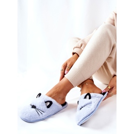 PE1 Pantuflas suaves de gatito con orejas azules 2 PE1 Pantuflas suaves de gatito con orejas azules 2