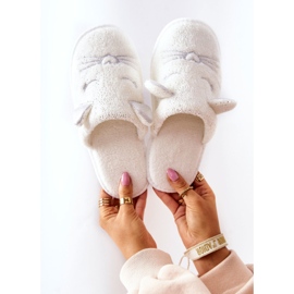 Pantuflas de gatito brillantes con orejas de kaisy blancas blanco 1