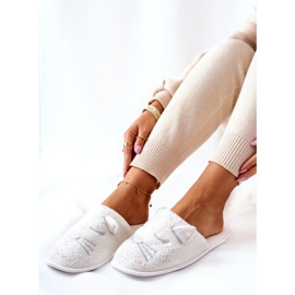 Pantuflas de gatito brillantes con orejas de kaisy blancas blanco 2
