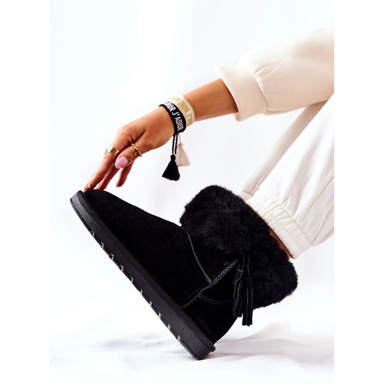 FS1 Botas de nieve Mukluki Warm Fringes Black Sorella negro 2 FS1 Botas de nieve Mukluki Warm Fringes Black Sorella negro 2