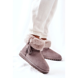 FS1 Botas de nieve Mukluki Warm Fringe Grey Sorella gris 4
