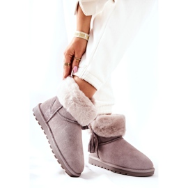 FS1 Botas de nieve Mukluki Warm Fringe Grey Sorella gris 5