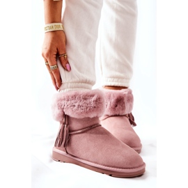 FS1 Botas de nieve Mukluki Warm Fringe Pink Sorella rosado 3