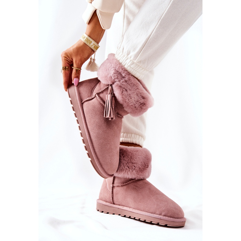 FS1 Botas de nieve Mukluki Warm Fringe Pink Sorella rosado 2