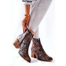 Lewski Shoes Botas Vaqueras Lewski Marrón-Azul Serpiente Patrón EV28 3