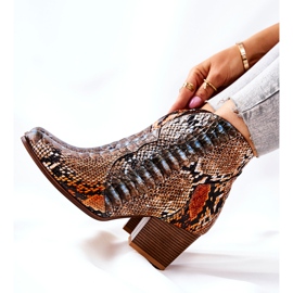 Lewski Shoes Botas Vaqueras Lewski Naranja-Azul Serpiente Patrón EV28 marrón 5
