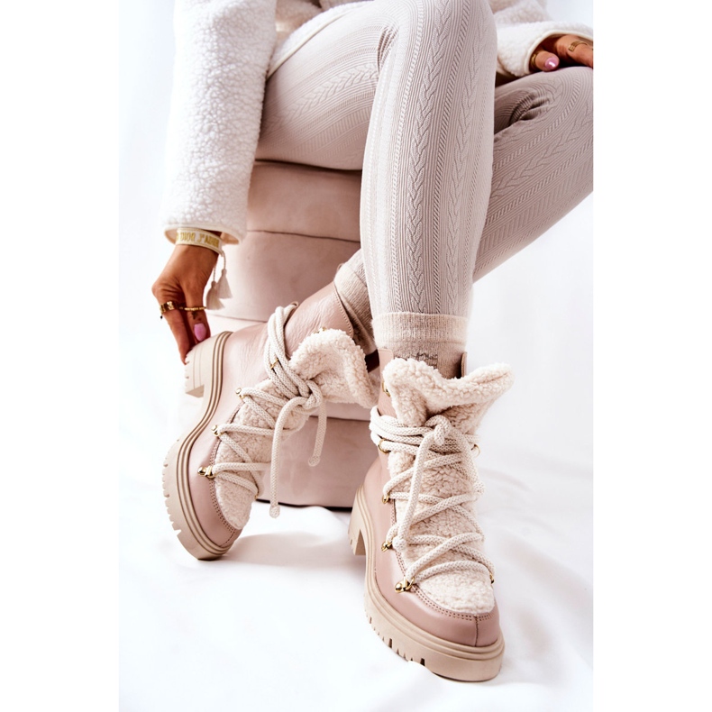 Lewski Shoes Botas de Cuero Trappers Atadas Lewski Beige 3116 2