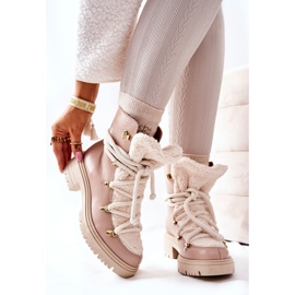 Lewski Shoes Botas de Cuero Trappers Atadas Lewski Beige 3116 4