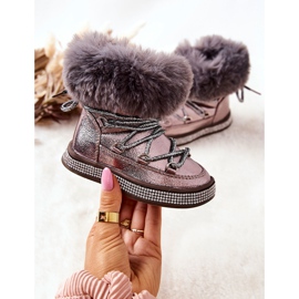Botas de nieve para niños con piel Grandis Gris-Marrón multicolor dorado 4