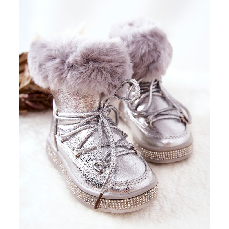 FR1 Botas de nieve para niños con piel Silver Grandis plata 1