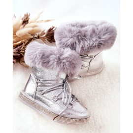 FR1 Botas de nieve para niños con piel Silver Grandis plata 4