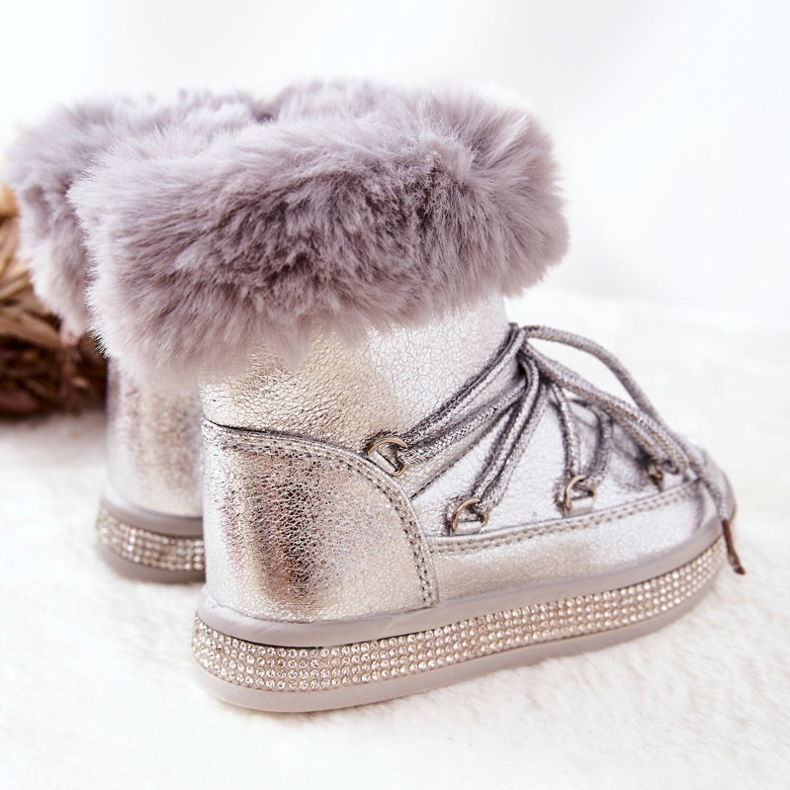 FR1 Botas de nieve para niños con piel Silver Grandis plata 2