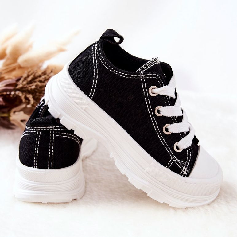 FR1 Zapatillas para niños en la plataforma Travel Time en blanco y negro 1