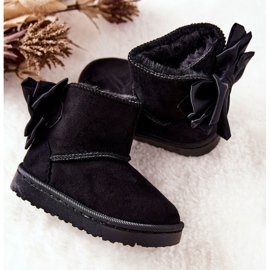 FR1 Botas de nieve cálidas para niños con lazo Black Snowis negro 3