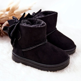 FR1 Botas de nieve cálidas para niños con lazo Black Snowis negro 5