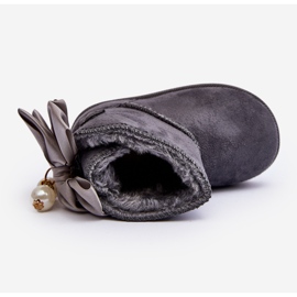 Botas de nieve cálidas para niños con lazo gris snowis 3