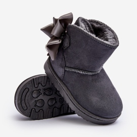 Botas de nieve cálidas para niños con lazo gris snowis 4