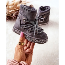 FR1 Botas de nieve grises para niños con circonita Wellma 3