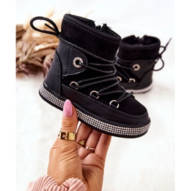 FR1 Botas de nieve negras para niños con circonita Wellma negro 3