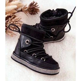 FR1 Botas de nieve negras para niños con circonita Wellma negro 4