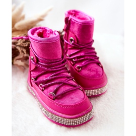 FR1 Botas de nieve para niños con circonita Wellma Fucsia rosa 2