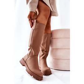 FJ1 Botas Altas de Cuero Trishia Beige 3
