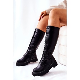 PE1 Botas de mujer con cordones negros Khloe 1