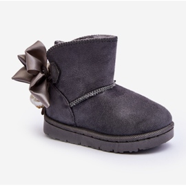 Botas de nieve cálidas para niños con lazo gris snowis 5
