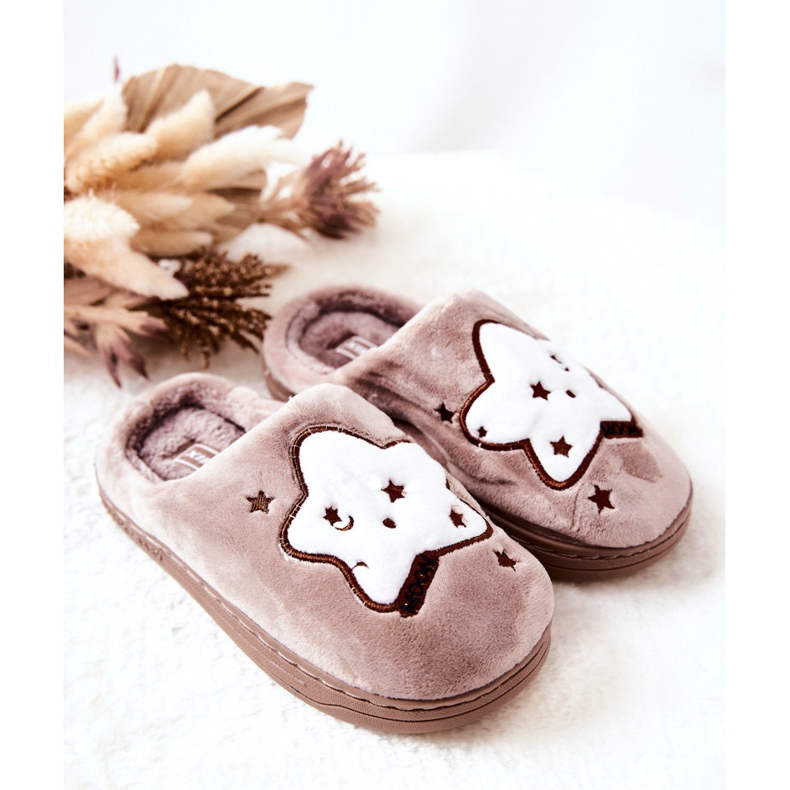 WJ1 Pantuflas Infantiles Nella Estrellas Beige marrón 1