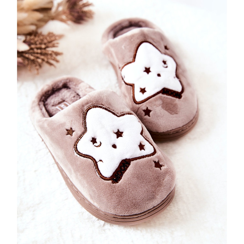 WJ1 Pantuflas Infantiles Nella Estrellas Beige marrón 2