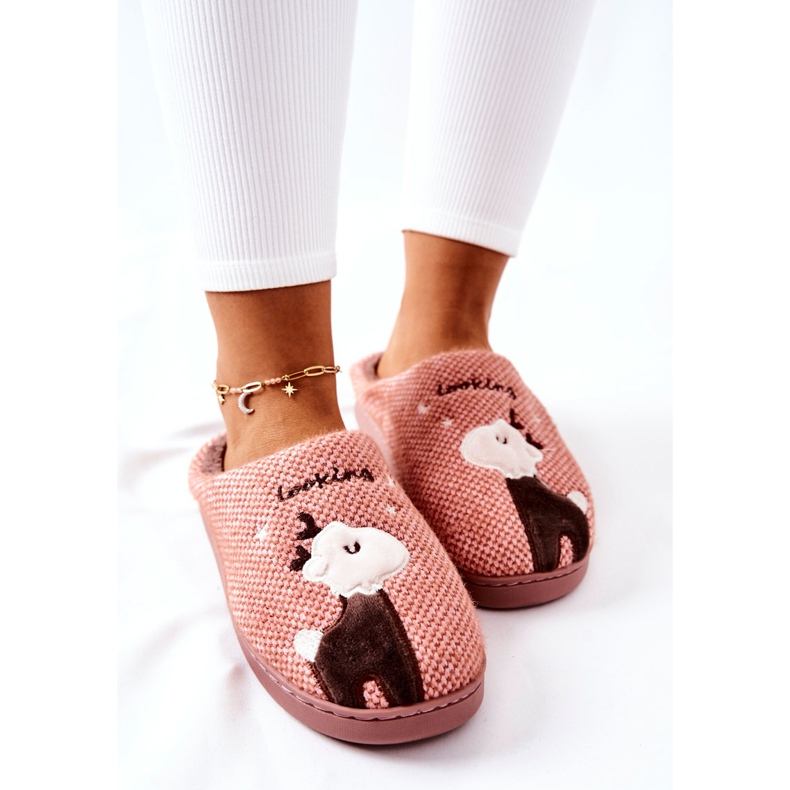WJ1 Pantuflas cálidas Reno Rosa oscuro Jilly marrón rosado 1
