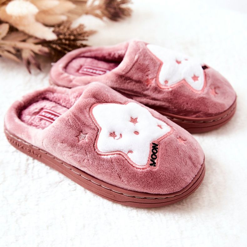 WJ1 Pantuflas Infantiles Estrellas Rosa Oscuro Nella blanco rosado 1