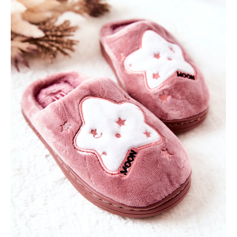WJ1 Pantuflas Infantiles Estrellas Rosa Oscuro Nella blanco rosado 2