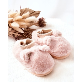 Pantuflas Calientes Con Canalé Rosa Claro Dessi beige 1